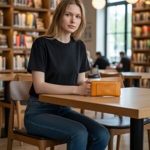 Coach Leather Zip Around Full Size Accordion Wallet Tangerine Orange Beautiful